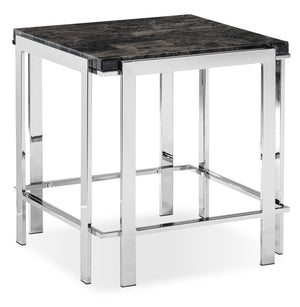 Iris End Table - Chrome and Black