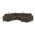 Danielle 3-Piece Sectional with Right-Facing Corner Wedge - Java