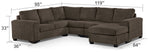 Danielle 3-Piece Sectional with Right-Facing Corner Wedge - Java