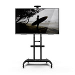 Kanto Black Height Adjustable Mobile TV Cart with Adjustable Shelf for 50" to 82" TVs - MTM82PL