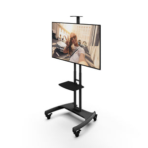 Kanto Black Height Adjustable Mobile TV Cart with Adjustable Shelf for 37" to 65" TVs - MTM65PL