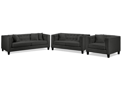 Astin Sofa, Loveseat and Chair and a Half Set - Dark Grey