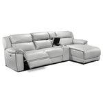 Holton Leather 4-Piece Sectional with Right-Facing Chaise - Grey