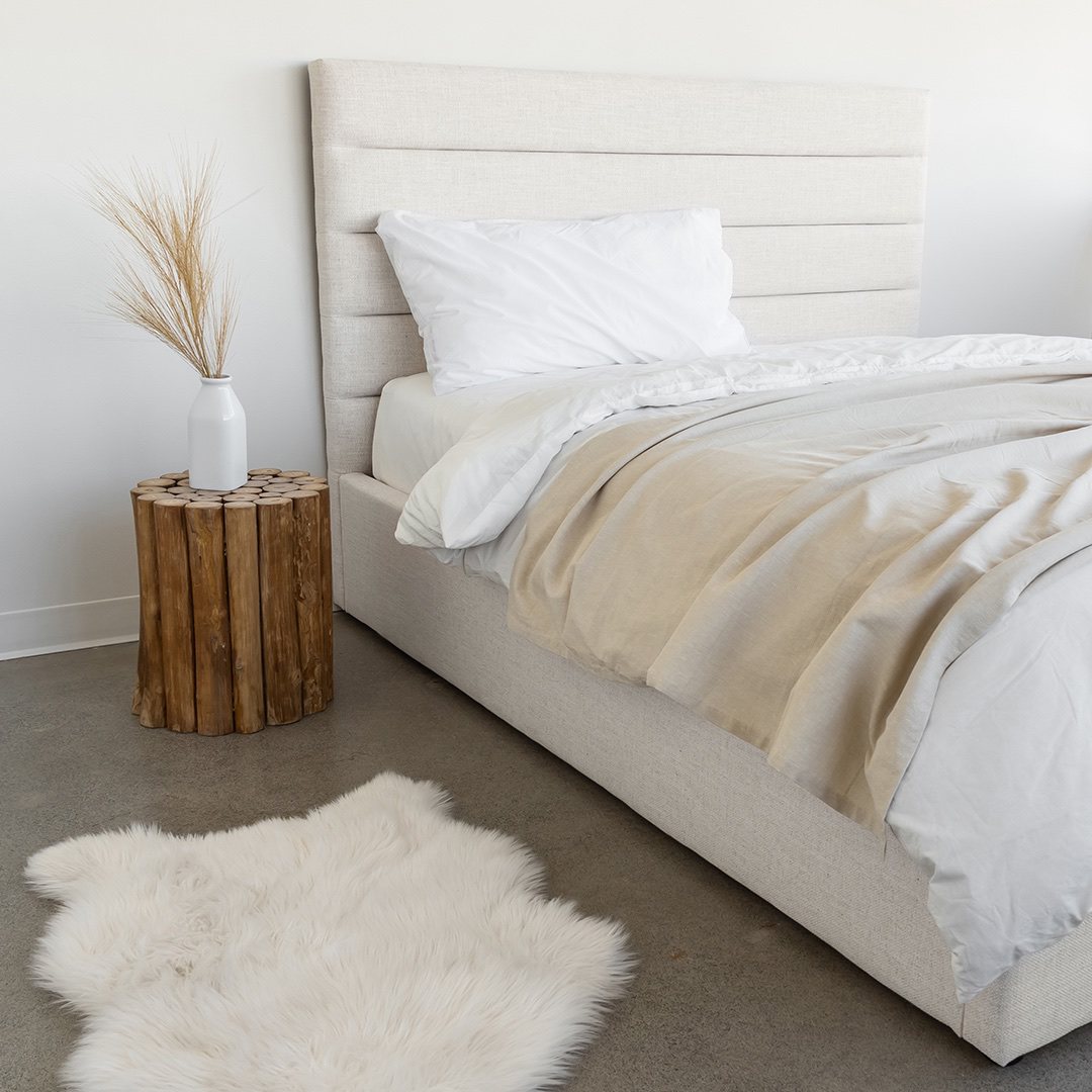 Kalasin Upholstered Platform Queen Bed - Cream