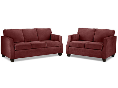 Agnes Sofa and Loveseat Set - Merlot