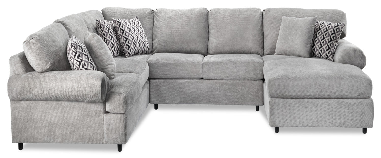 Jupiter 4-Piece Sectional with Right-Facing Chaise - Ash Grey