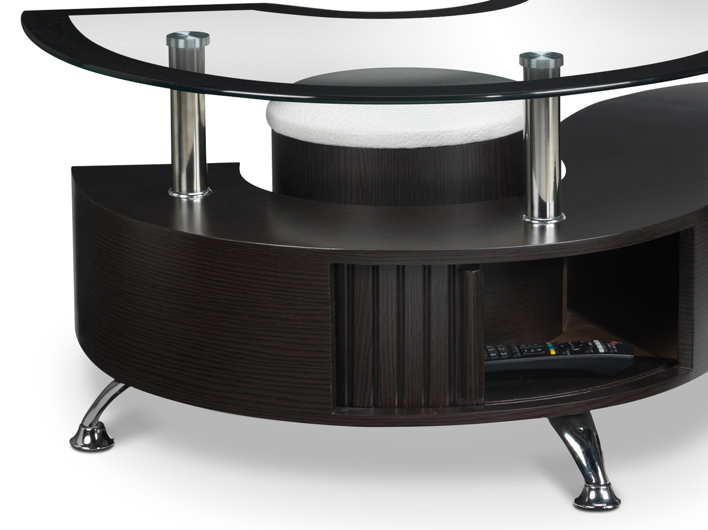 Serpentine 51.5" Coffee Table with Two Ottomans - Espresso