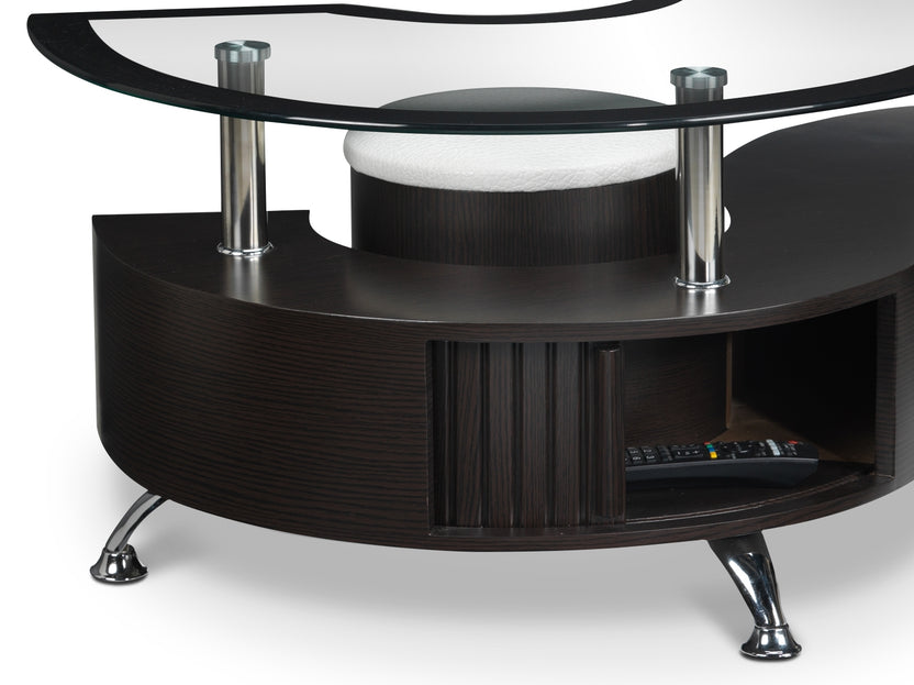 Serpentine Coffee Table w/ Two Ottomans Espresso Leon's