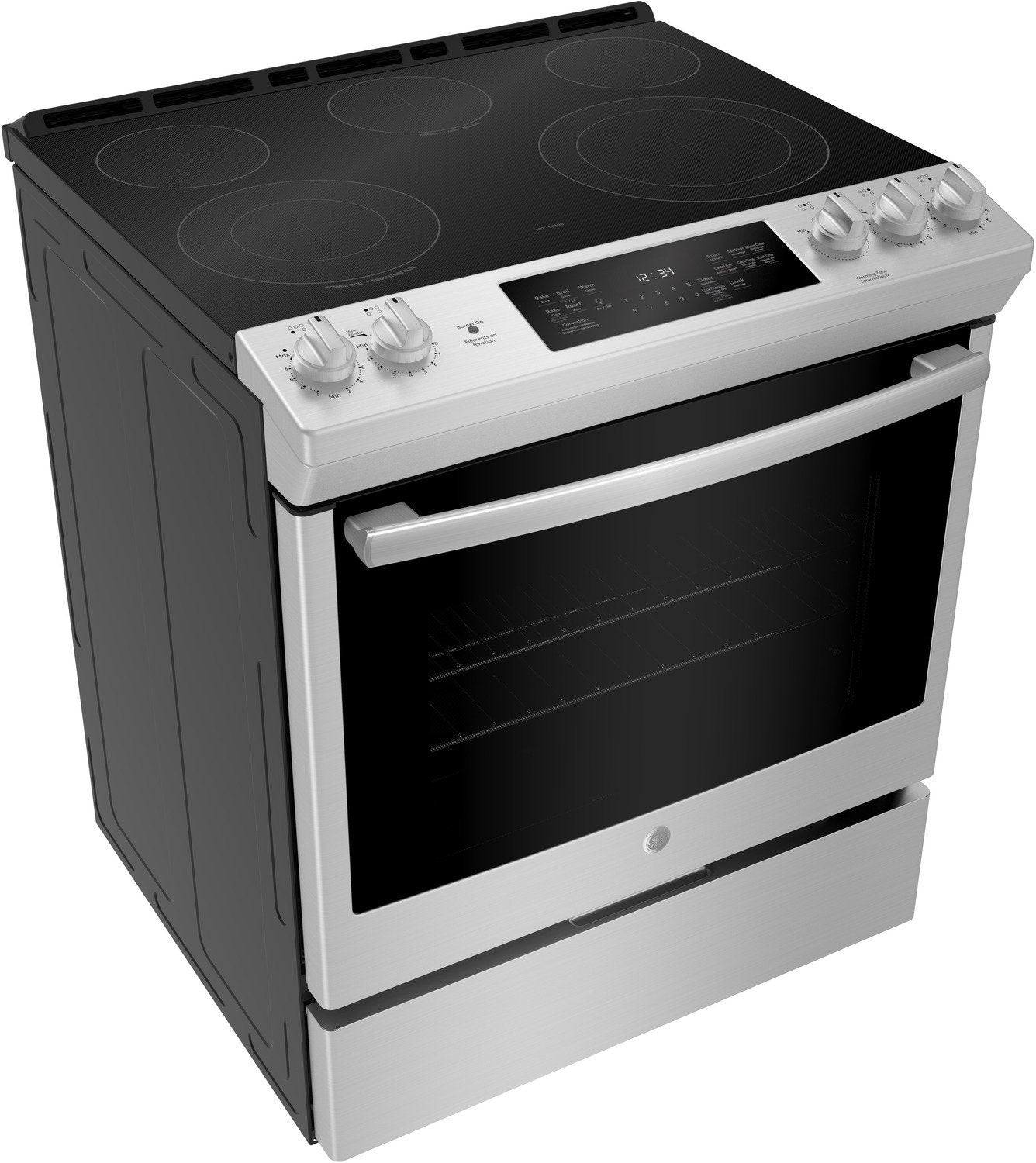 GE Stainless Steel Slide-In Electric True Convection Range (5.3 Cu. Ft.) - JCS840SMSS