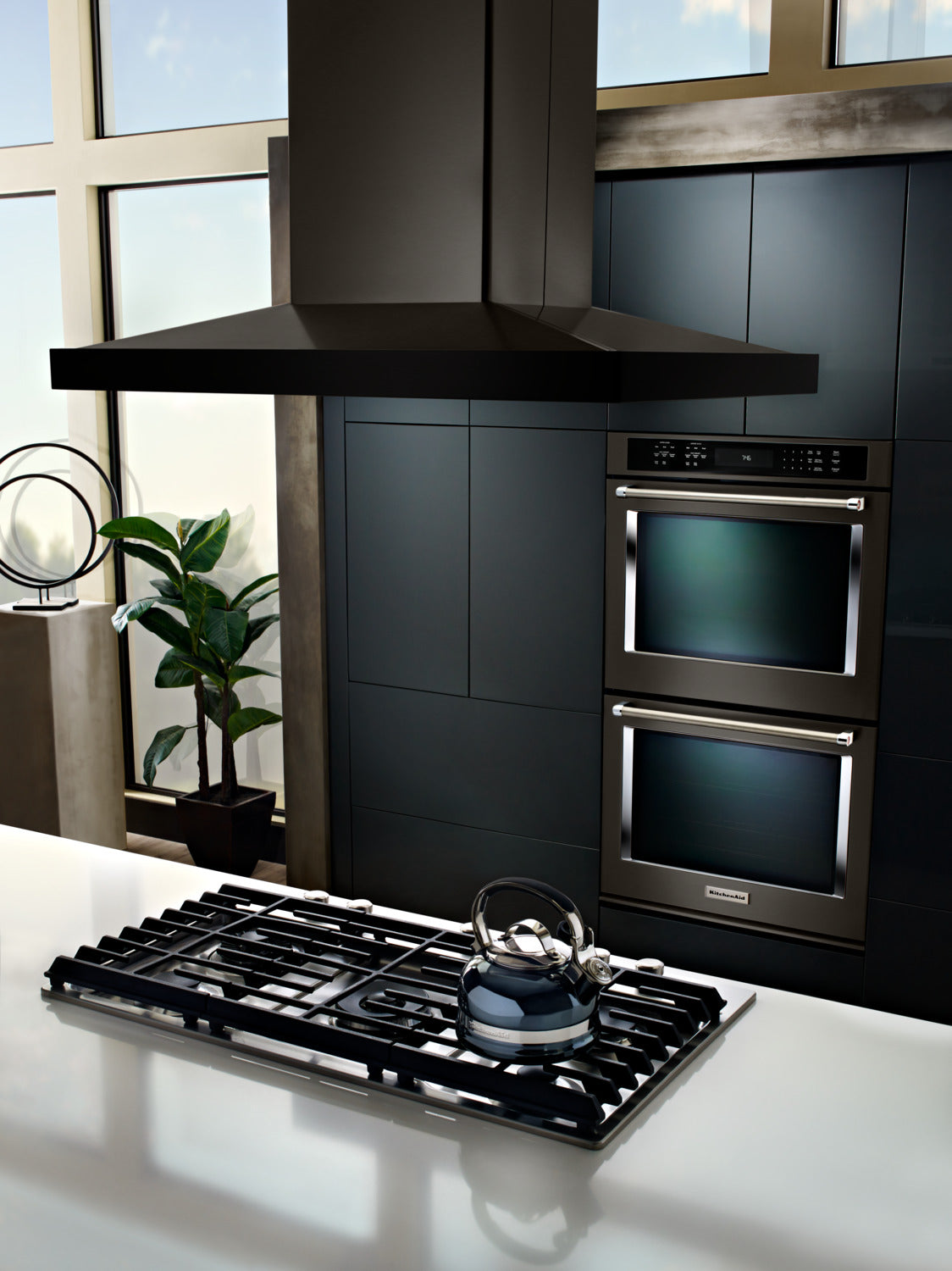 KitchenAid Black Stainless Steel 36" 600 CFM Island-Mount Canopy Range Hood - KVIB606DBS