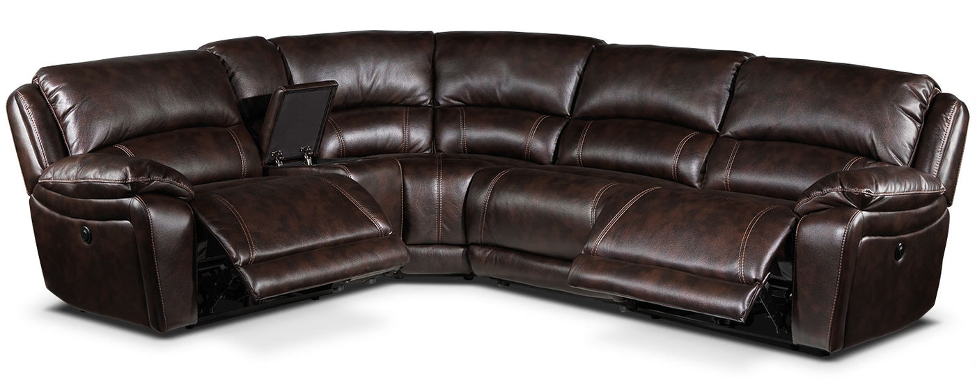 Santorini 5-Piece Power Reclining Sectional - Walnut