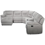 Pasadena 6-Piece Reclining Sectional with Left-Facing Chaise - Light Grey