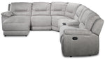 Pasadena 6-Piece Reclining Sectional with Left-Facing Chaise - Light Grey