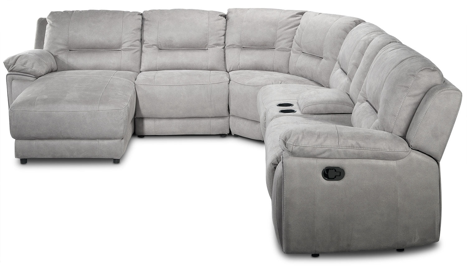 Pasadena 6-Piece Reclining Sectional with Left-Facing Chaise - Light Grey