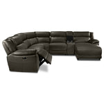 Holton Leather 6-Piece Sectional with Right-Facing Chaise - Charcoal Grey