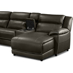 Holton Leather 5-Piece Sectional with Right-Facing Chaise - Charcoal Grey