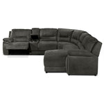 Pasadena 6-Piece Reclining Sectional with Right-Facing Chaise - Dark Grey