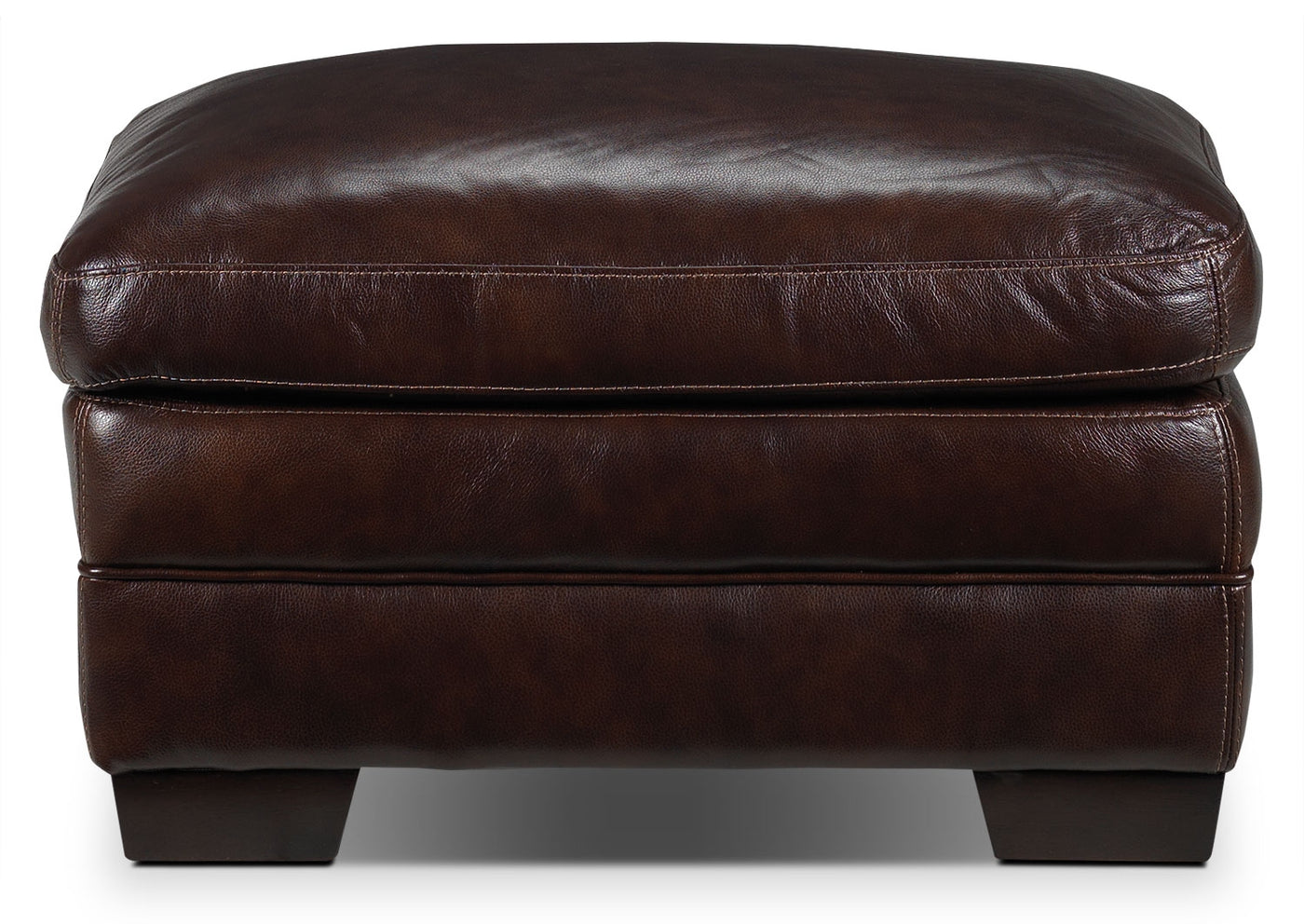 Amarillo Leather Ottoman - Brown