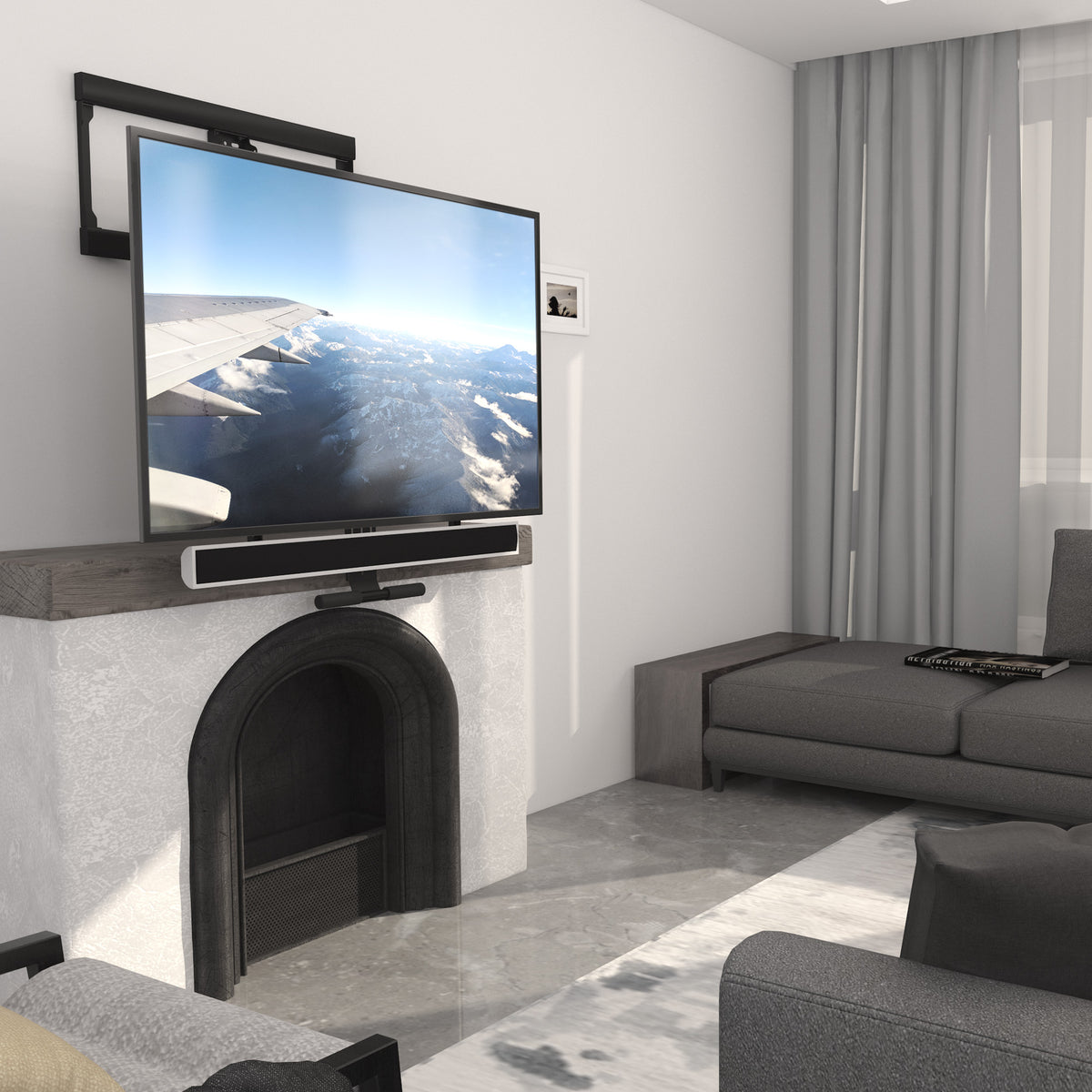 Above Fireplace Pull-Down TV Wall Mount for 42" to 65" TVs - FM100