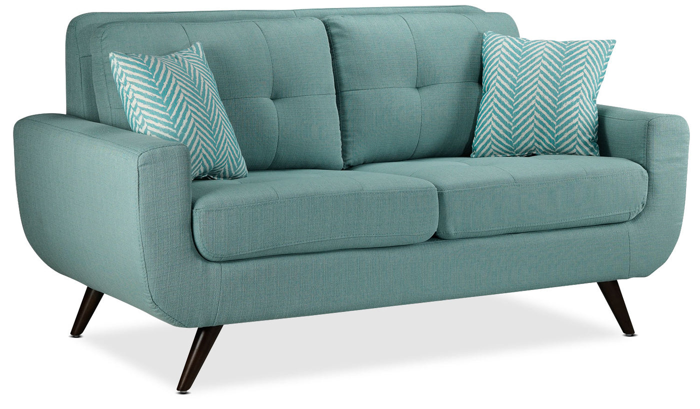 Julian Sofa and Loveseat Set - Teal