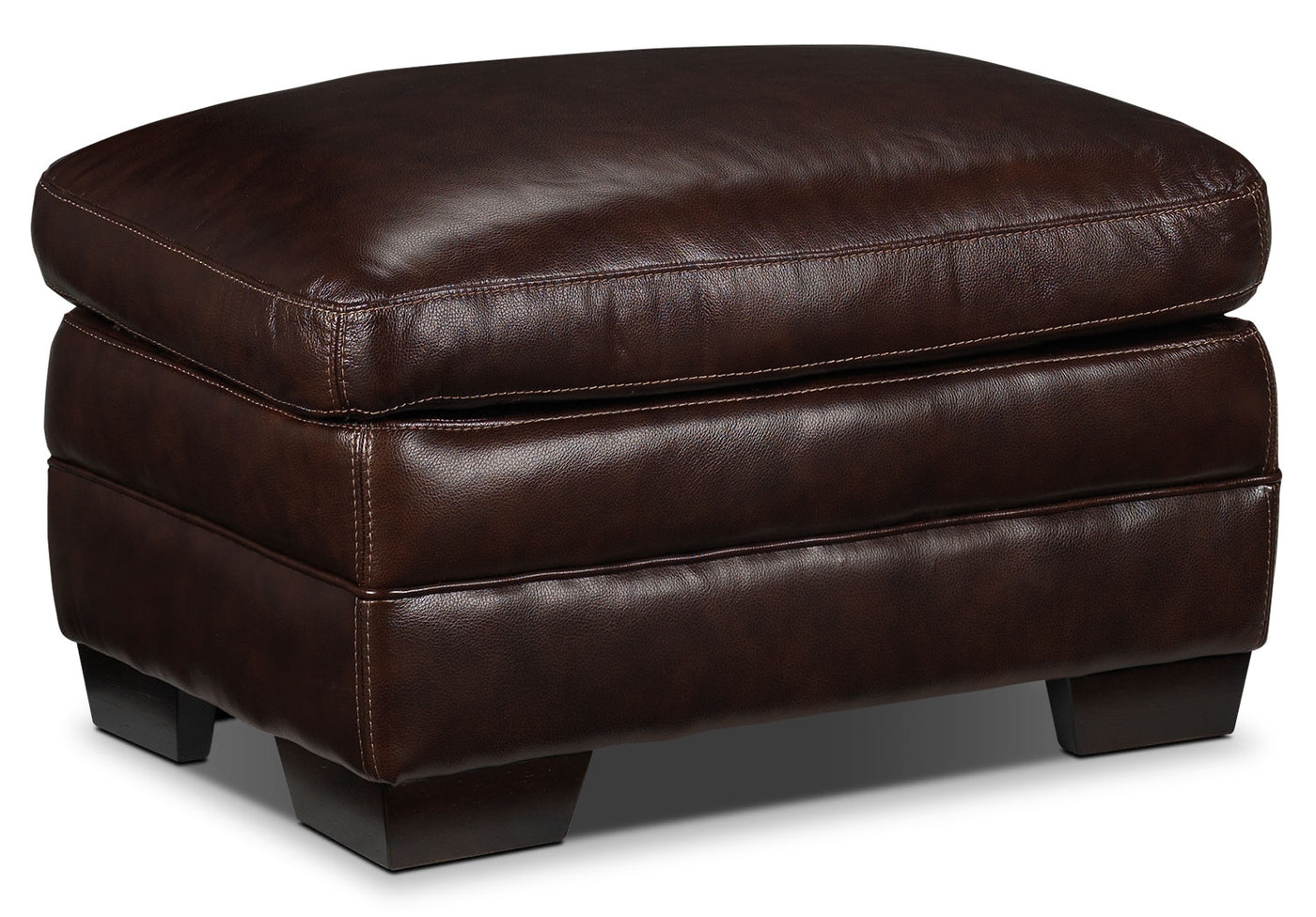 Amarillo Leather Ottoman - Brown