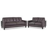 Kylie Leather Sofa and Loveseat Set - Coffee