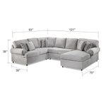 Jupiter 4-Piece Sectional with Right-Facing Chaise - Ash Grey