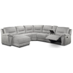 Pasadena 6-Piece Reclining Sectional with Left-Facing Chaise - Light Grey