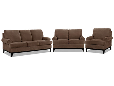 Crizia Sofa, Loveseat and Chair Set - Coffee