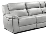 Holton Leather 4-Piece Sectional with Right-Facing Chaise - Grey