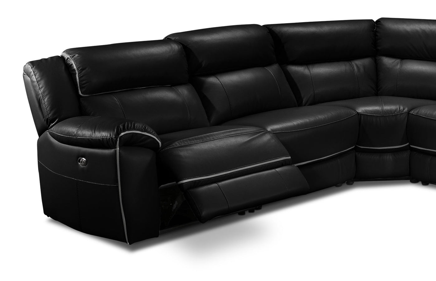 Holton Leather 6-Piece Sectional with Right-Facing Chaise - Black