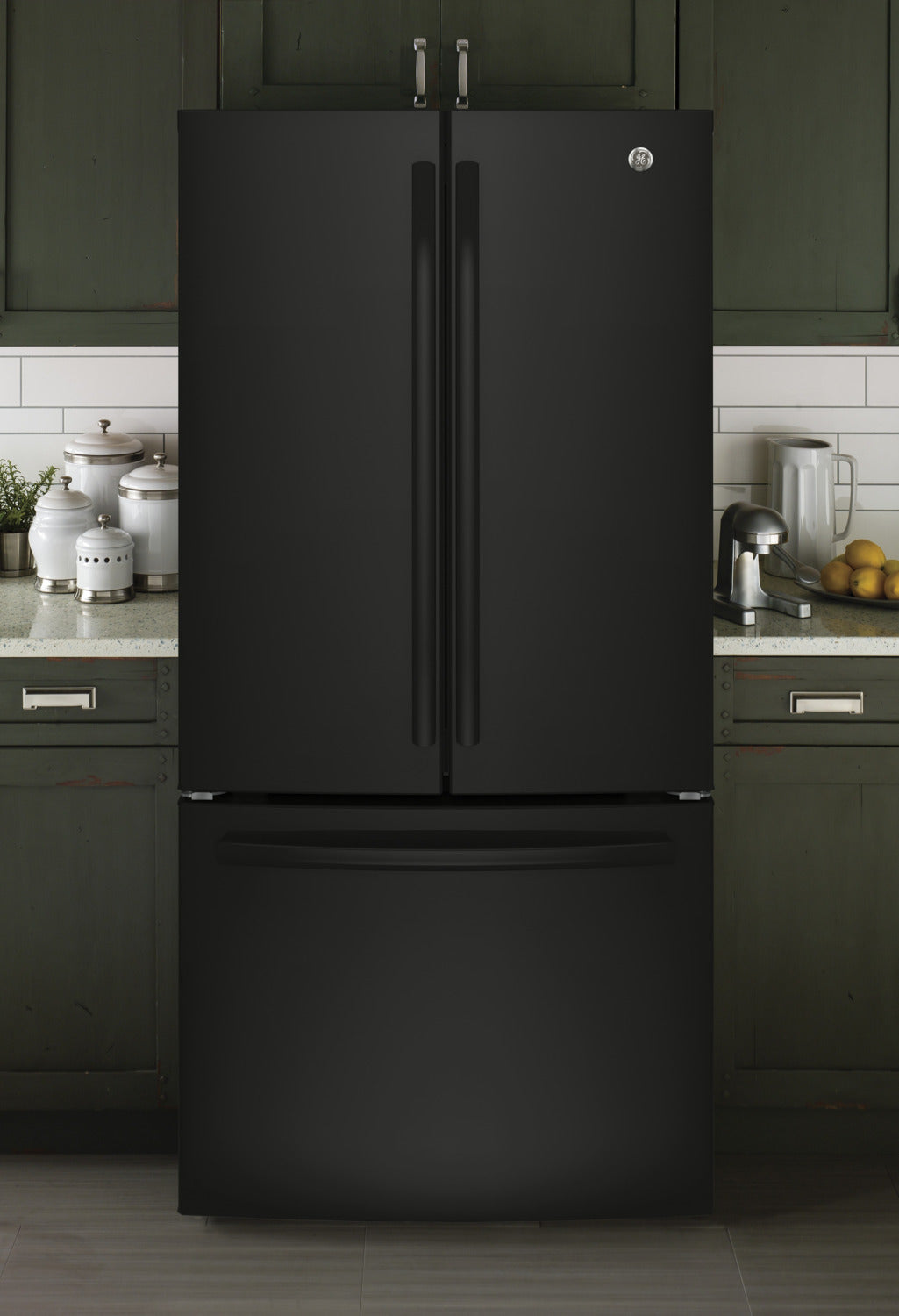 GE Black Counter-Depth French Door Refrigerator (18.6 Cu. Ft.) - GWE19JGLBB