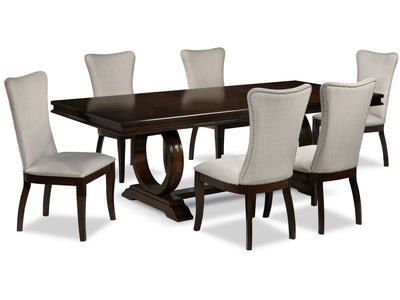 Rosario 7-Piece Extendable Dining Set - Cherry and Beige