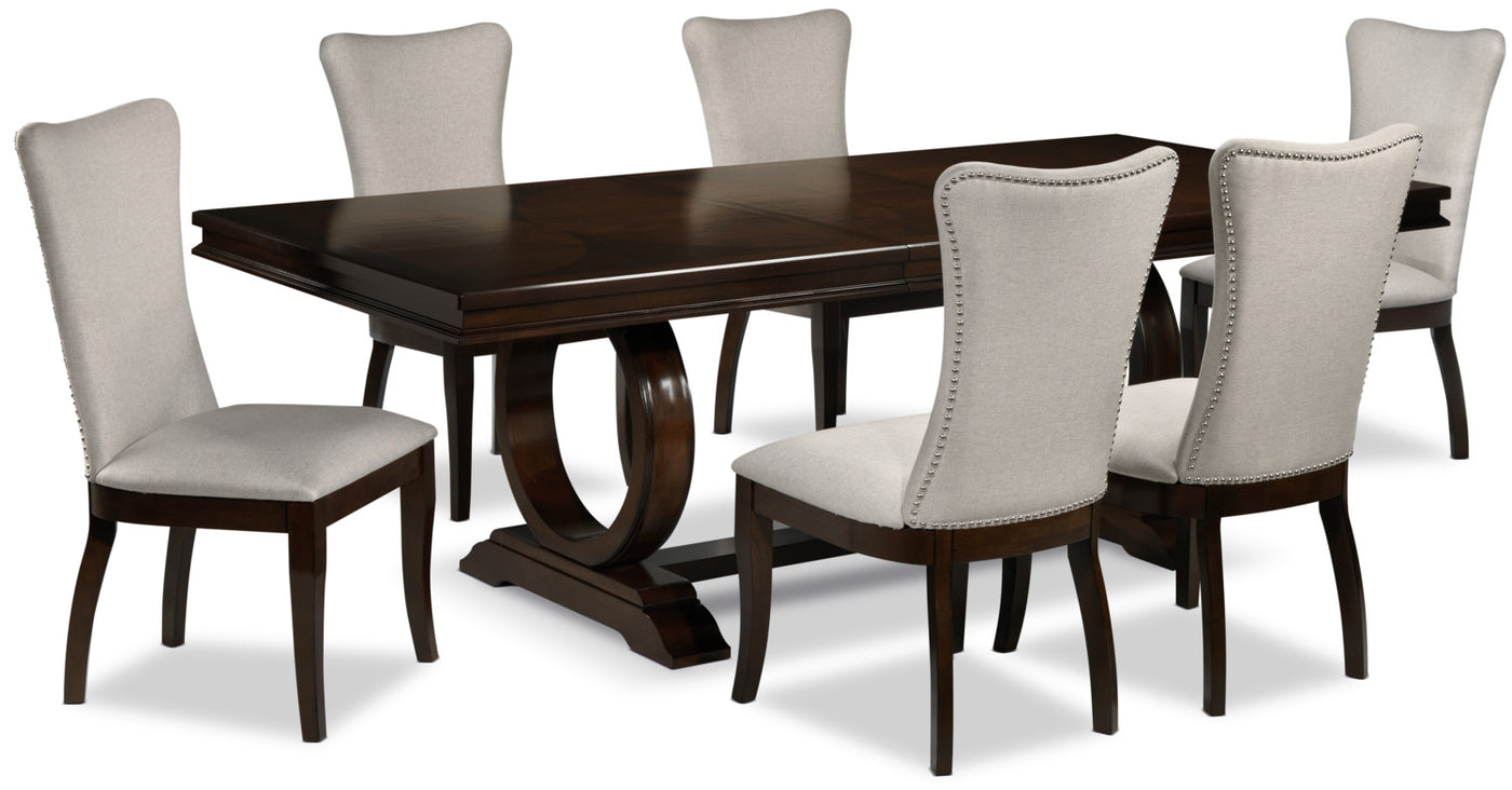 Rosario 7-Piece Extendable Dining Set - Cherry and Beige