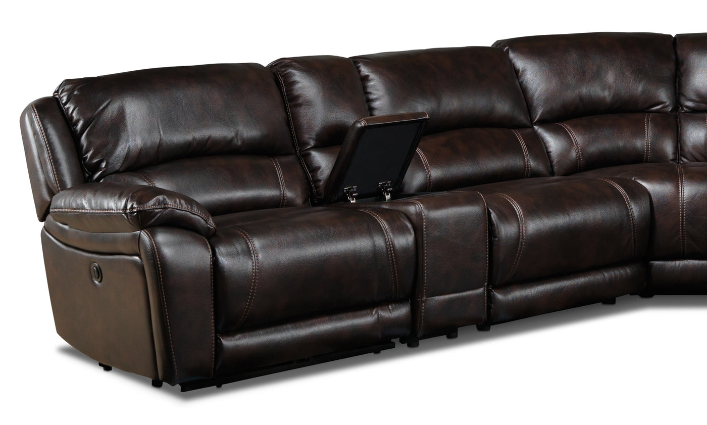 Santorini 6-Piece Power Reclining Sectional - Walnut