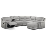 Pasadena 6-Piece Reclining Sectional with Right-Facing Chaise - Light Grey