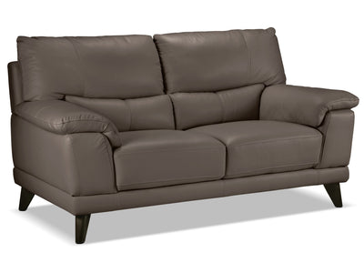 Braylon Leather Loveseat - African Grey