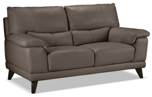 Braylon Leather Loveseat - African Grey