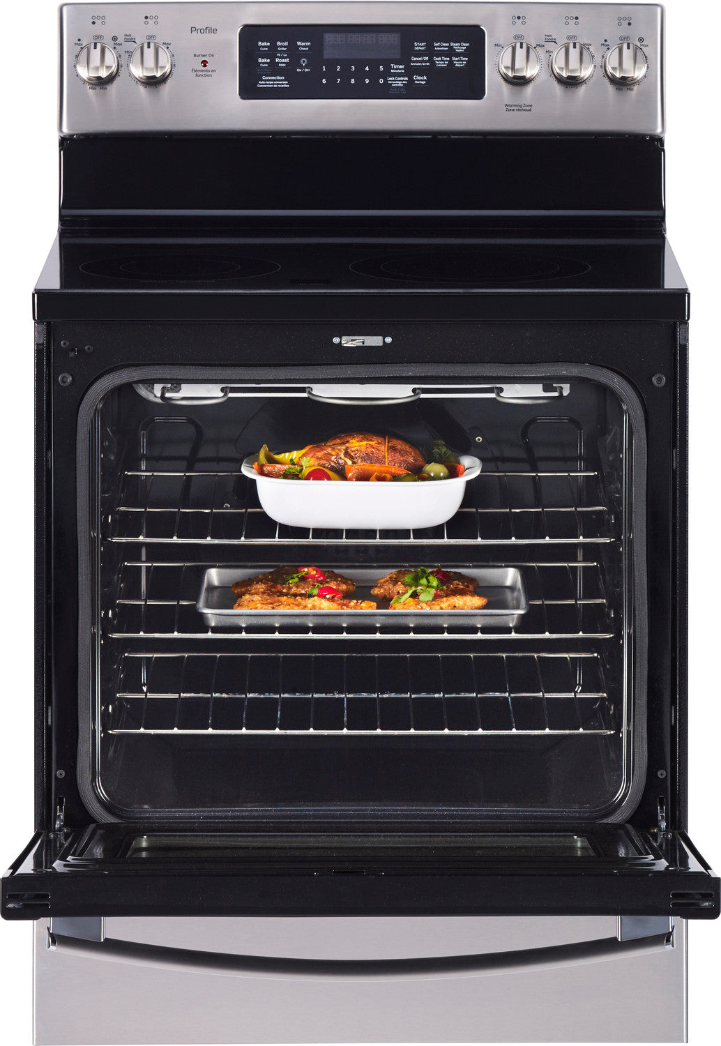 GE Stainless Steel Freestanding Electric True Convection Range (6.2 Cu. Ft.) - PCB905SKSS