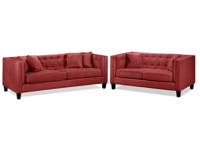 Astin Sofa and Loveseat Set - Red