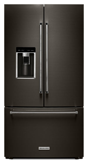 KitchenAid Black Stainless Steel Counter-Depth French Door Refrigerator (23.8 Cu. Ft.) - KRFC704FBS