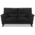 Braylon Leather Loveseat - Classic Black
