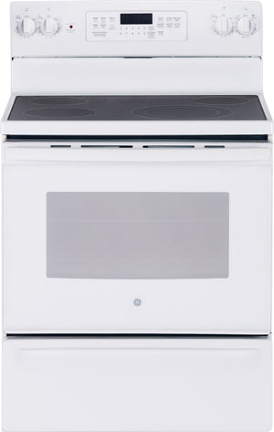 GE White Freestanding Electric Convection Range (5.0 Cu. Ft.) - JCB830DKWW