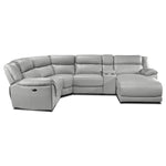 Holton Leather 5-Piece Sectional with Right-Facing Chaise - Grey