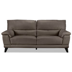 Braylon Leather Sofa - African Grey