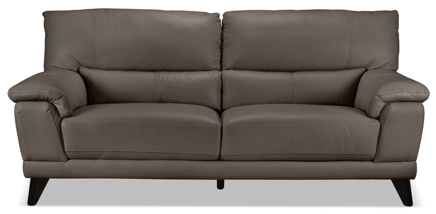 Braylon Leather Sofa - African Grey