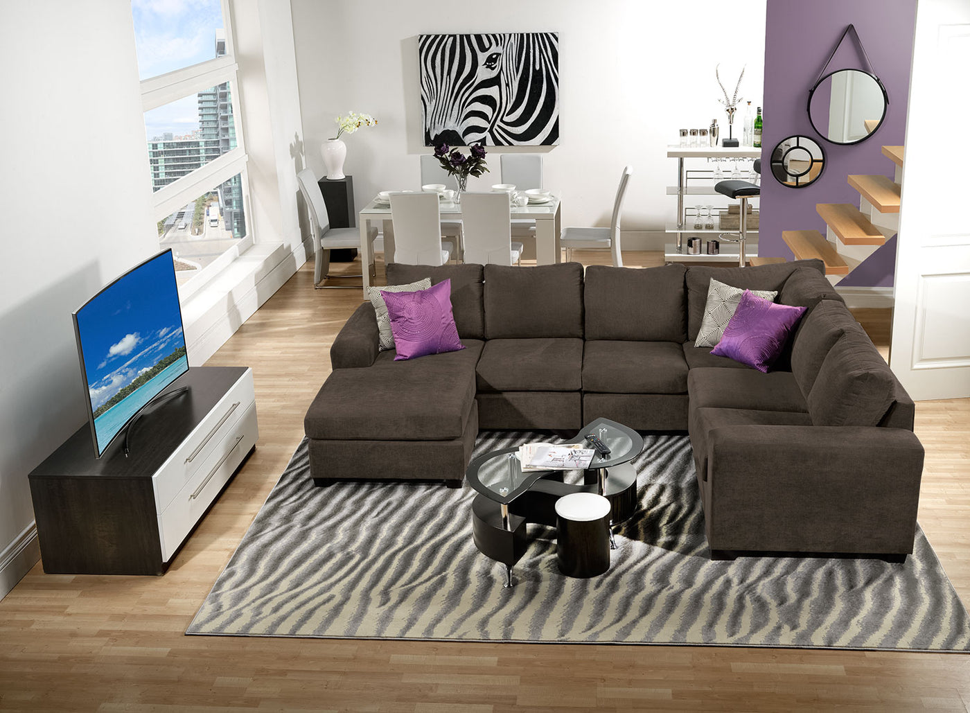 Danielle 3-Piece Sectional with Left-Facing Corner Wedge - Java