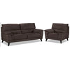 Braylon Leather Sofa and Chair Set - Dark Chocolate