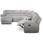 Pasadena 6-Piece Reclining Sectional with Left-Facing Chaise - Light Grey