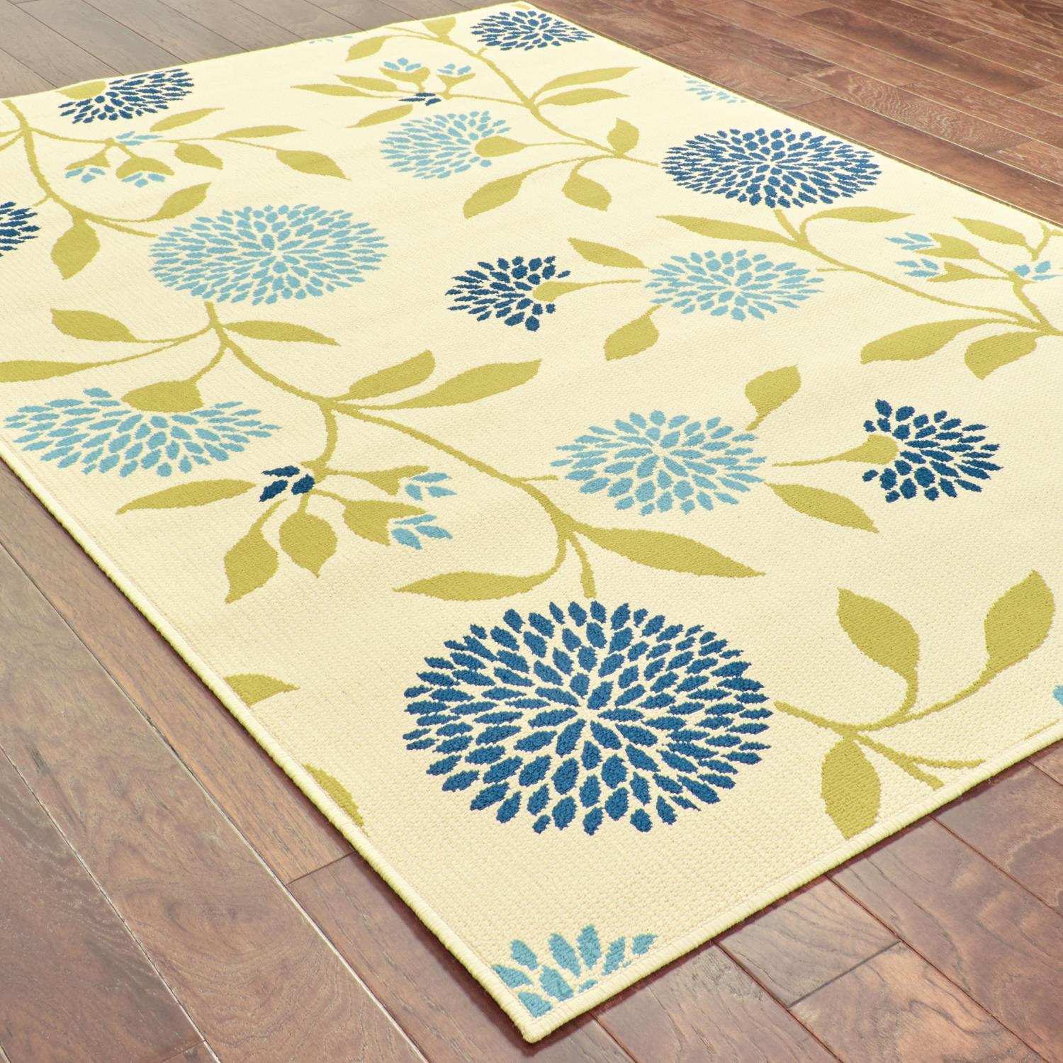 Lagoon W8327YL Floral Indoor/Outdoor Area Rug (7'10"X10'10")